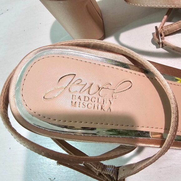 Badgley Mischka Women Sz 8 Rita Bejeweled Strap Block Heel Rhinestone Sandal New - Picture 9 of 12